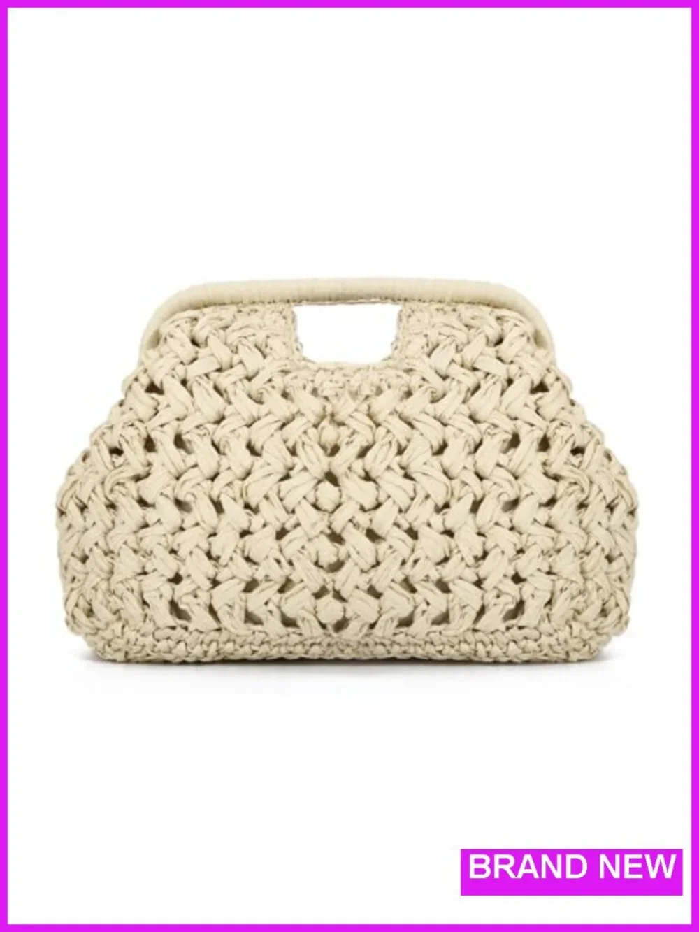 Straw Dumpling Clutch Bag, Woven Summer Beach Handbag, Crossbody Chain,